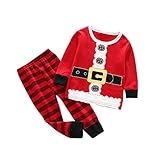 Tovadoo 子供服 ベビー服 女の子 男の子 トップス+ズボン 秋冬 長袖 ボーダー柄 サンタクロース服 クリスマス 可愛い 部屋着 保育園 パーティー 演出服 2-6歳