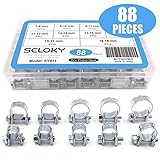 Seloky 88個入りミニ ホースクランプ 強力 ホースバンド 調整可能 ホーズの 直径7-18mm 錆ない品質保証 綺麗な収納ケース