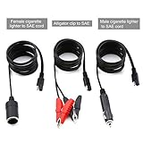 Cateck 12V / 24V Extension Cord with Cigarette Lighter Plug and Battery Clip-on Car Cigarette Lighte
