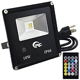 RC 10W 薄型 フラッドライト RGB LED投光器 高輝度 省エネ 防水仕様IP66 16色イルミネーション 投光機 舞台照明 看板灯 作業灯 ワークライト プラグとリモコン付き