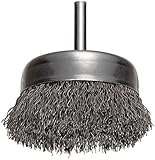 Weiler Vortex Pro Wire Cup Brush, Round Shank, Carbon Steel, Crimped Wire, 3" Diameter, 0.014" Wire 