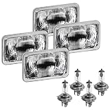 Parts N Go 4x6 長方形 プレーン変換ヘッドライト ハロゲン H4電球セット - H4656 H4651