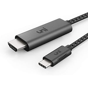 uni USB Type C HDMI 変換 ケーブル[1.8m/ 4K(3840*2160)@60Hz高解像度映像出力/ USB3.1 Type C/HDMI USB C ケーブル/Thunderbolt 3 HDMI ] MacBook Pro Air 2017 2018 2019 2020/ iPad Pro 2018 2020など タイプC HDMI 変換に対応 [スペースグレー]