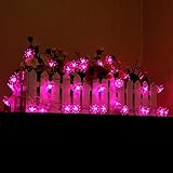 Fuloon　10M 80灯 はすの花庭園ガーデンライト　ロープライト　太陽光パネル搭載 太陽発電 自動点灯　イルミネーション「6色選べる」　クリスマス、パーティー、結婚式 (ピンク)