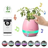 音楽植木鉢 植物ピアノ 植木鉢ライト 7色LEDライト スピーカー bluetooth ナイトライト ナイトランプ スマートタッチ 植物ランプ 音楽放送 USB充電式 ピアノを弾く植物（pink）
