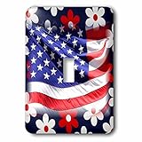 フローレンPatriotic – イメージのアメリカのフラグonレッドホワイトブルー花 – 照明スイッチカバー – シングルトグルスイッチ( LSP _ 243596 _ 1 )