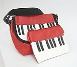 ピアノ鍵盤ミニショルダーバッグ＆ポーチのセット（レッド）