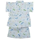 《盛夏 甚平》(ジンベイ) 日本製ベビー男児 リップル生地トンボと立水玉柄甚平スーツ 90cm/OW NO.OG-75567