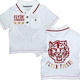 オールドネイビー(OLD NAVY)ホワイトタイガーFLYIN' TIGERSポロシャツ,5T 5歳用　110cm-120cm 白,春夏コーデトップス,トラ襟付き半袖シャツ【並行輸入】