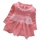 MIOIM 子供ドレス ベビー キッズ 女児 ワンピース キャンディー色 透かし雕り レース柄 パーティードレス 発表会 入園式 七五三 花嫁介添人 長袖 お嬢様 フォーマル リポン飾り 1~3歳