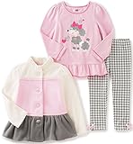 Kids Headquarters Little Girls' Toddler 3 Piece Winter Fleece Color Block Jacket Pants Set Off White