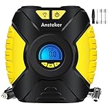 エアコンプレッサー Ansteker 電動式 車用空気入れ 小型 電動ポンプ LEDライト2つあり 自動車 バイク 自転車 ベビーバス 浮き輪 エアソファー ボール 風船用 収納バッグ 携帯便利 日本