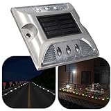 LIGHTBOY ソーラー 式 充電式 自動 点滅 鋲 路肩 鋲 道路 鋲 6 LED 付き 【 耐重量 ３０トン 】 アルミ合金 【 省エネ 】【 耐久性 】【 低温性能 】-ホワイト