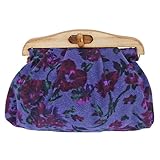 KILLYEDNA(キリーエドナ) 木製口金クラッチバッグ・革紐ストラップ付 (パープルローズ)