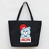 韓流グッズ IKON VIP B.I Bobby 可愛 ファッション SHOW TIME バッグ ハンドバッグ (ブラック)