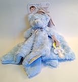 Blankets and Beyond Blue Rosette Nunu Bear with Pacifier Holder and Roller Ties by Blankets and Beyo