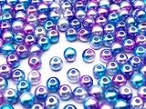 ファイニエ パールビーズ 4mm 穴あり プラ 丸 2000個 紫 青系 アクセサリー パーツ BD3000