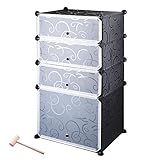 Yescom シューズボックス 4段 組み立て式 おしゃれ 樹脂素材 半透明 大容量 変幻自在 靴箱 シューズラック おもちゃ箱 靴入れ 防塵 ブラック