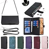 Eastwave for Google Pixel 8 ケース for pixel8 縄掛けケース for Google Pixel 8 手帳型 財布型 ICカード コインポケット ストラップ付き カード 収納 小銭入れ ファスナーポケット付き PUレザー 6色 ブラック