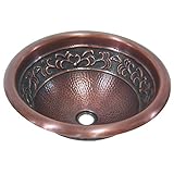 Yosemite Home Decor CSB1256 16-Gauge Leaf Design Topmount Round Vessel Sink, 15-3/4-by-15-3/4-by-6-I