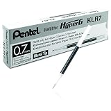 Pentel Refill forハイパーG Gelペン, Medium Line , Permanentブラックインク, Box of 12 ( klr7-a )