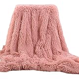 クリスマスギフトCozy Throw SuperソフトShaggy Fauxファー毛布超豪華装飾Throwブランケット椅子Decor 63x79in ピンク Chunkyblanket08