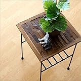 アイアンとウッドの組み木テーブル [tom6978]