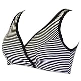 ネトゥル パッドなし綿100%ボーダー柄クロスオープンハーフトップ M ブラック 5735