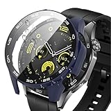AIYYXX HUAWEI(ファーウェイ) WATCH GT 4 46mm カバー 超薄型 目盛を表示する ガラスフィルム+PCフレーム 一体型 huawei watch gt4 46mm対応 高透過率 キズ防止 指紋防止 簡単に取り付け・取 全面保護 ケース (ブルー)