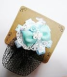 オリジナル ハンドメイド ブルーバレリーナ ブルーフラワー リボン パール ローズ ラインストーン　 バレッタネット No.80