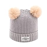 Tonsee キッズ 帽子 ベビー ニットキャップ 冬 暖かい キャップ 女の子 男の子 赤ちゃん 子供用 可愛い ハット 防寒 (グレー)