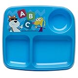 Zak! Designs Baby Genius Toddler Plate with Curious Learner ABC Graphics, No Tip, BPA Free Plastic [