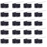 Youmile 20個のマイクロリミットスイッチレバーアームロング28MM SPDT 3ピン3ターミナルArduino用モーメンタリスイッチ5A 125250VAC