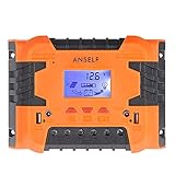 Anself 50A/60A 12V 24V LCD ソーラー充電コントローラ パネルバッテリーレギュレータ 自動過負荷保護 温度補償 デュアルUSB＆DCスイッチ