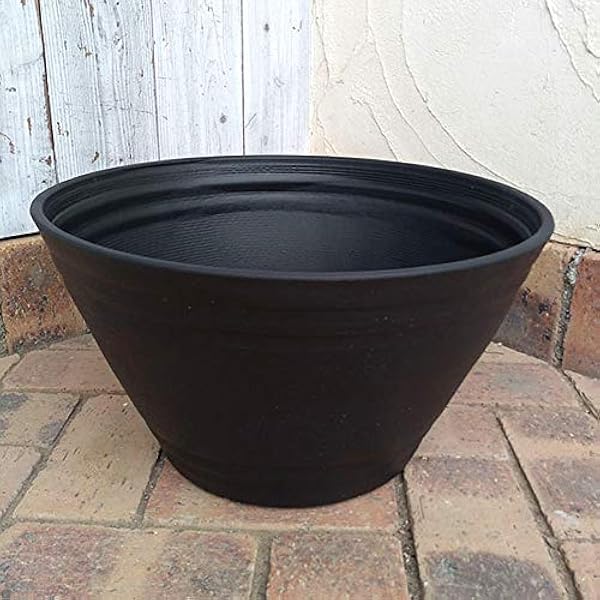 Amazon Co Jp 水鉢 セラアート平鉢39cmブラック 底穴なし 直径39cm 高さ21cm 睡蓮鉢 Diy 工具 ガーデン