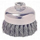 Weiler 804-13015 Single Row Heavy-Duty Standard Twist Knot Wire Cup Brush, M10 x 1.25, 0.014" Steel,
