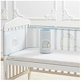ベッドガード ベッドレール メッシュ 通気性 4シーズン使用可能 四方タイプ ベッドバンパー 取り付け便利 可愛い 140x70cm以下のベビーベッドに適合 (ブルー)