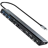 NewQ USB C ラップトップ ドッキングステーション:12-in-1 USB-C ハブ デュアルHDMI 4K@30~60Hz、4*USB-A、USB-C、オーディオ、イーサネット、SD/TF リーダー、PD-in (100W Max)、Mac