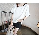 【ts180574025】バイカラーパイピングシンプルマタニティTシャツ ホワイト