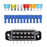 Fenteer ブラック　全4サイズ　DC12-24V 　車用　ヒューズ　ヒューズボックス　ホルダー　スペード　ターミナルキット　 - 6ウェイ