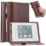 Cresee ソニー デジタルペーパー dpt-CP1ケース (10.3?dtp-cp1) PCカバー スタンドでき 筆の収納 ハンドストラップ付き 全面保護型 ペンホルダー付き 保護カバー (SONY デジタルペーパー DTP-CP1, 茶色)