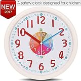(Beige) - Kid Wall Clock Baby Nursery Large Wall Clock In Kid's Room Clock Bedroom Silent Non Tickin