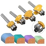 4ピース1/4"シャンク丸いオーバールータービットセット1/2" 3/8"1/4" 1/8"半径カッターツール用フライス工具