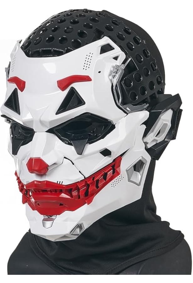 Amazon.co.jp: [YEEZTY] 未来主義風ジョーカーマスク、白と赤のカラー