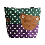 [クマ-グリーン] Blanchoアップリケ キッズ ファブリック アート ミニ ショッパーバッグ/トートバッグ-Ｍサイズ（H)26.92cm* L)33.78cm* W)12.95cm）