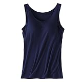 [ＫａｒｌｙＳｈｏｐ　ｉｍｐｏｒｔ] カップ付きインナー ブラトップ タンクトップ キャミ レーヨン さらさら ブラ内蔵 大きいサイズ ストレッチ rr4 M タンクトップ：navy