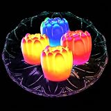 LEDフローティングカラーChanging Lotus Flower Battery Powered防水キャンドルロマンチックバレンタインデーフレイムレスキャンドルガーデン水泳プールパーティー、結婚式