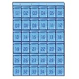 ozzptuu 36ポケットダークブルーNumbered教室透明ポケットチャート携帯電話用の壁ドアHangingストレージバッグオーガナイザーwith 4フック