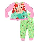 アリエル リトルマーメイド ピンク＆グリーン 女児 女の子 パジャマ Disney 日本未発売 オフィシャル 寝巻 春秋 オールシーズン 薄手 長袖 コットン 100％ [並行輸入品]
