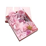 かわいい　ベビー用　サテン ヘアークリップ　コサージュ　髪飾り　ヘアピン10点セット　　出産祝い　内祝い　ギフト (ピンク風)